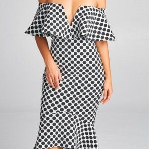 repost - Rubber Ducky "Connect the Dots" off the shoulder midi dress medium